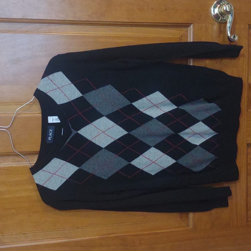 Boy's Children's Place Argyle Sweater - Size Large (10-12)